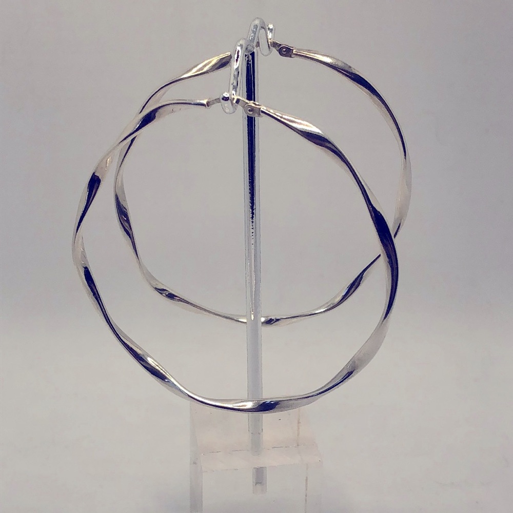 Sterling Silver Wavy Hoops
